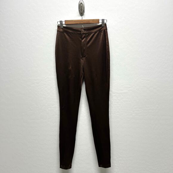 SKIMS Disco Leggings Sz S Shiny High Waist Cocoa Brown Glam Night Out Club wear - Picture 2 of 6